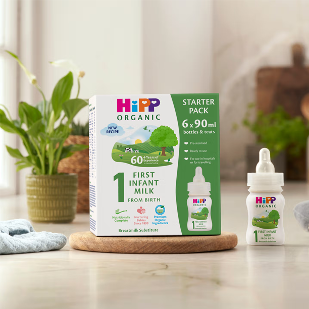 HiPP UK Organic Ready To Feed Starter Pack – First Infant Milk Stage 1, 6x90ml
